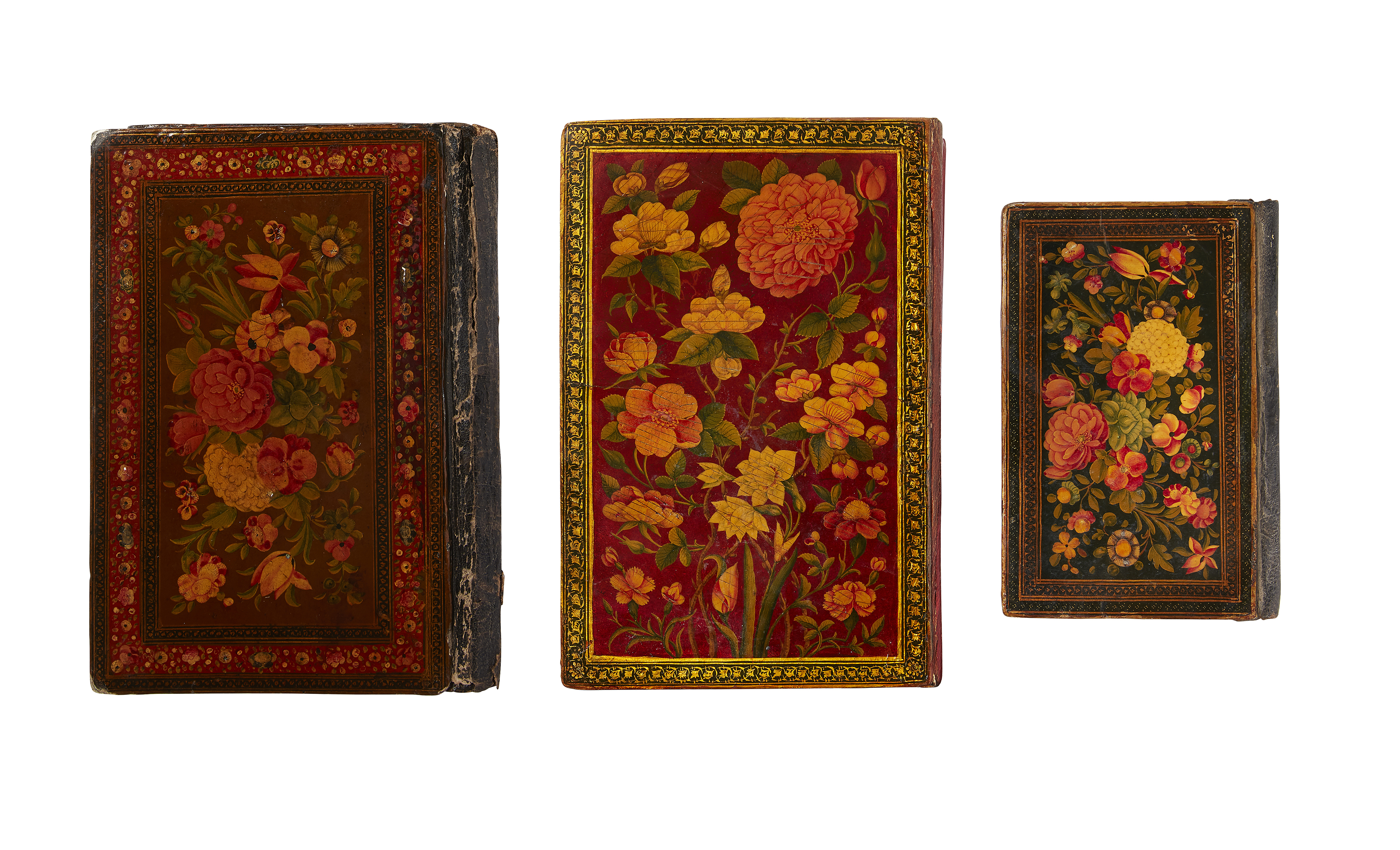 Property from an Important Private Collection Three lacquered papier mache bindings Qajar Iran,... - Image 2 of 3