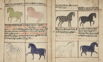 A treatise on horses Rajasthan, India, circa 1847 189ff., 2fl. 487 ill., black devanagari script...