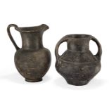 Two pottery North Italian pottery vessels, Circa 8th-6th Century B.C., One an Impasto Ware amph...