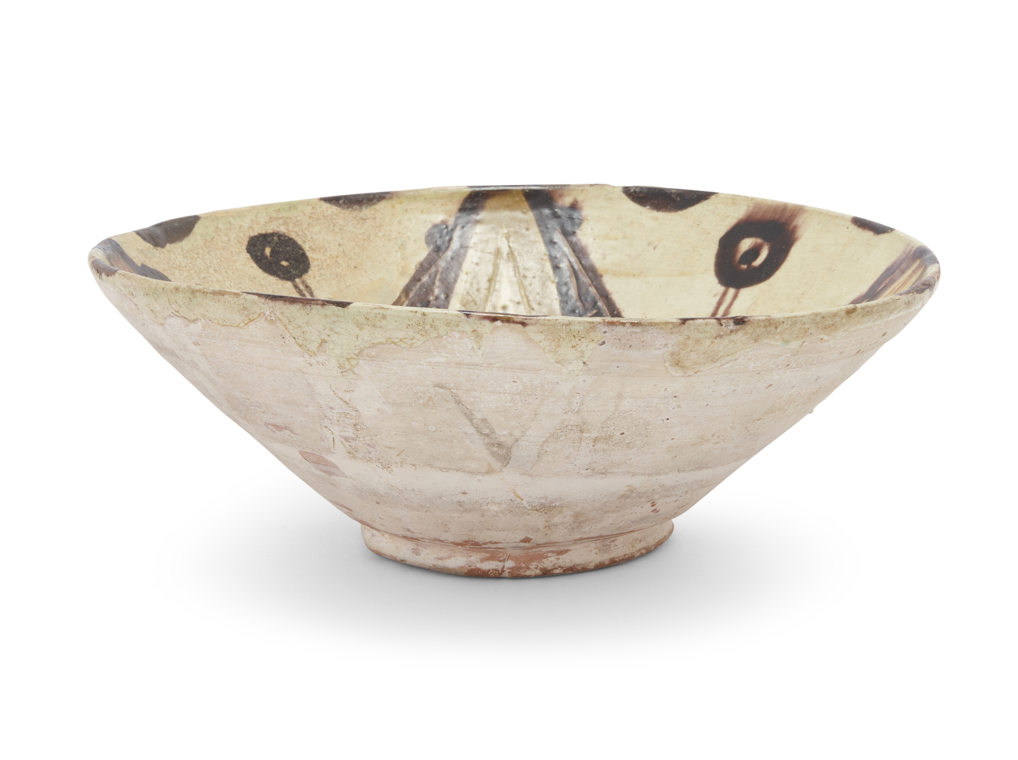 A conical pottery bowl, Nishapur, Northeast Iran, 9th-10th century On near straight foot, the b... - Image 3 of 4