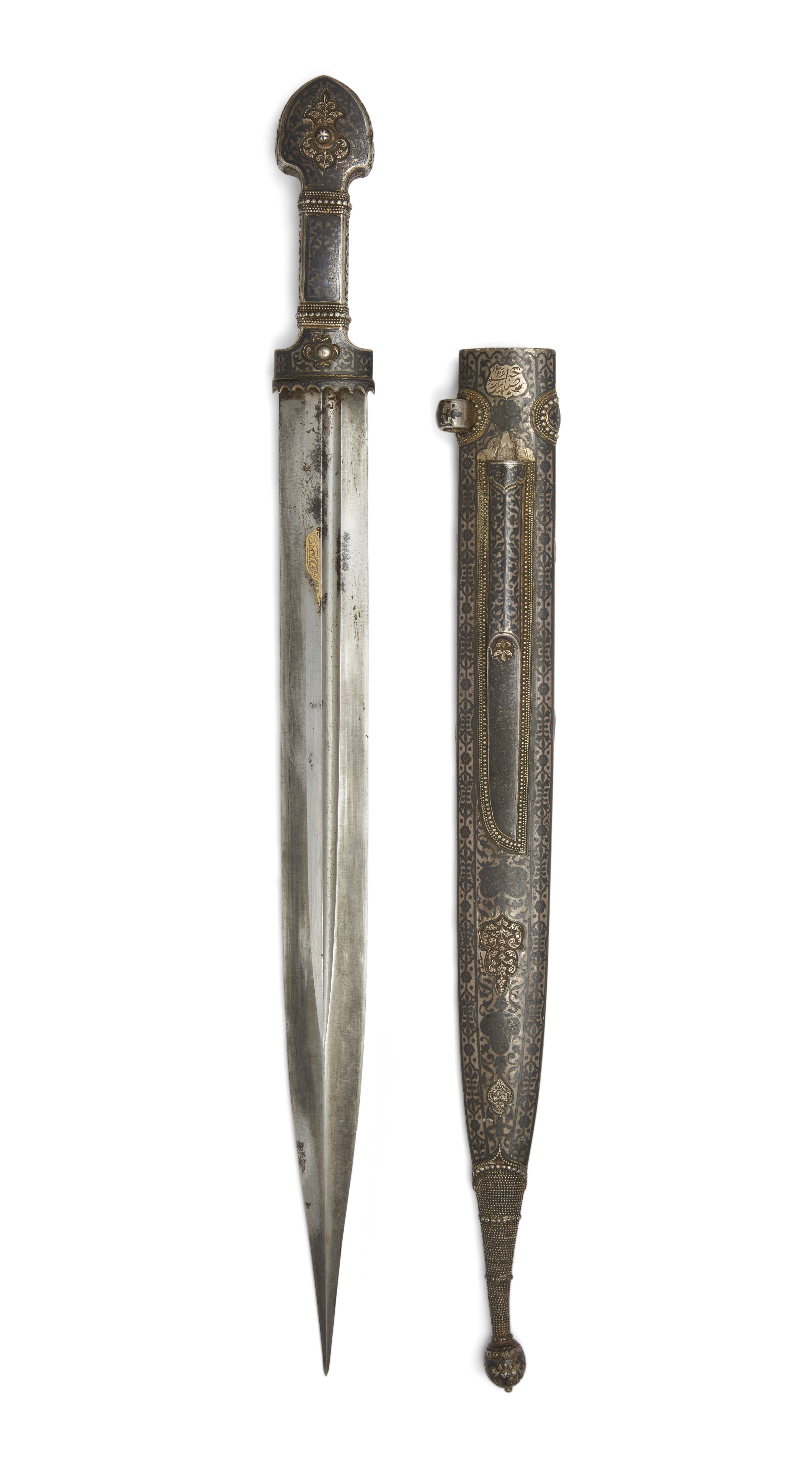 A gilt silver nielloed and gold damascened dagger (kinjal), Georgia or Daghestan, Dated 1324AH/1... - Image 2 of 4