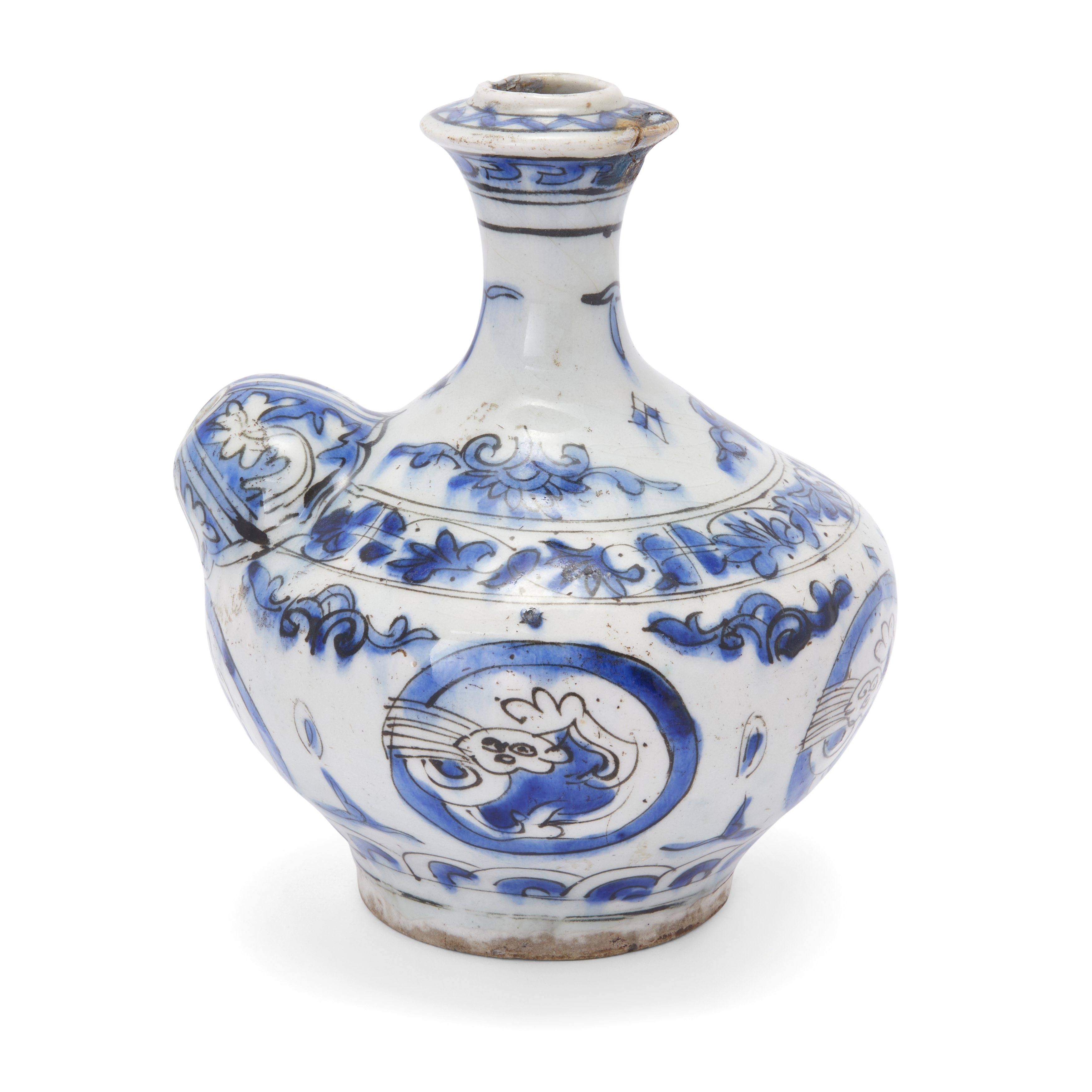 To Be Sold With No Reserve A blue and white pottery Kendi, Safavid Iran, 17th century, The bul... - Image 2 of 3