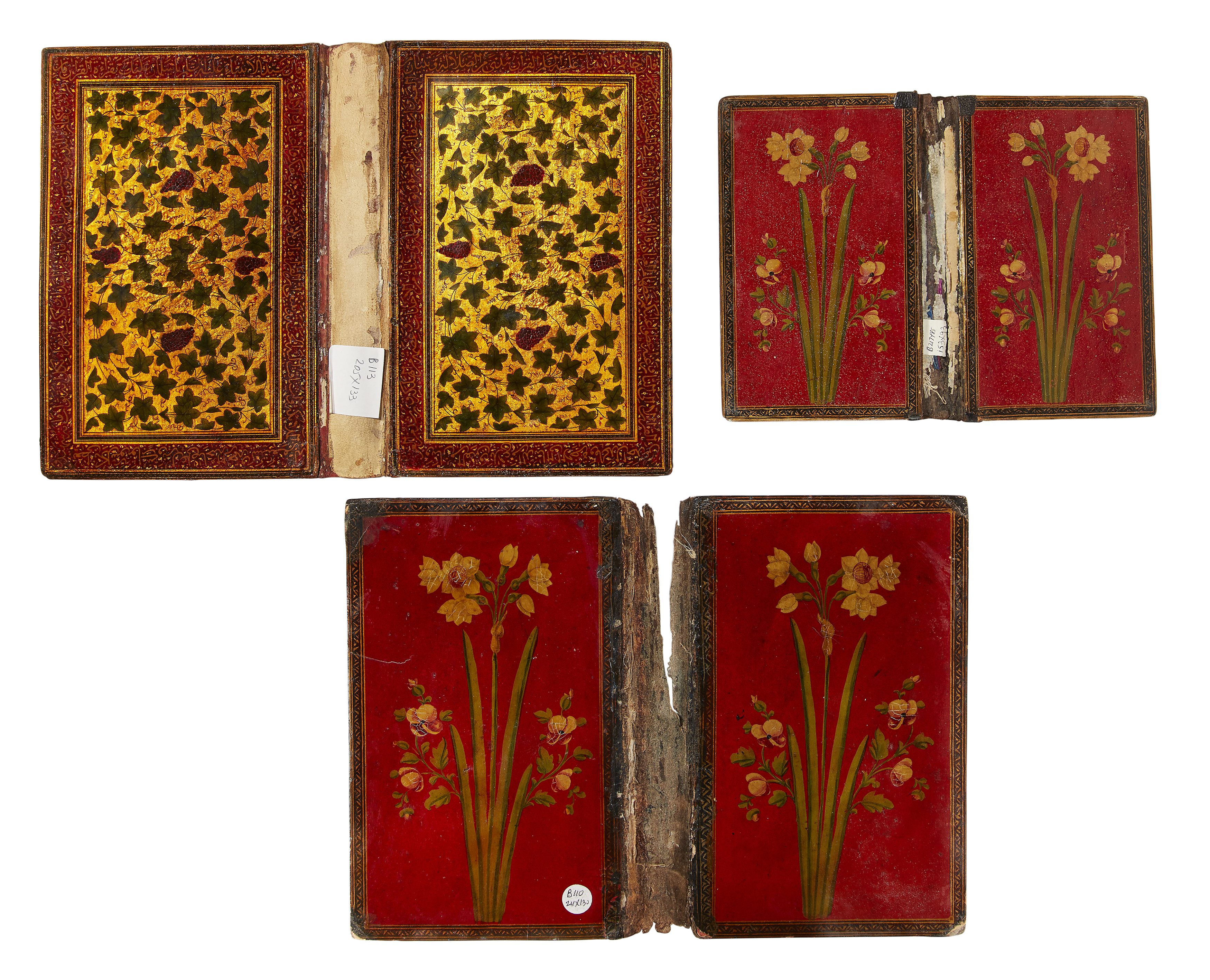 Property from an Important Private Collection Three lacquered papier mache bindings Qajar Iran,... - Image 3 of 3