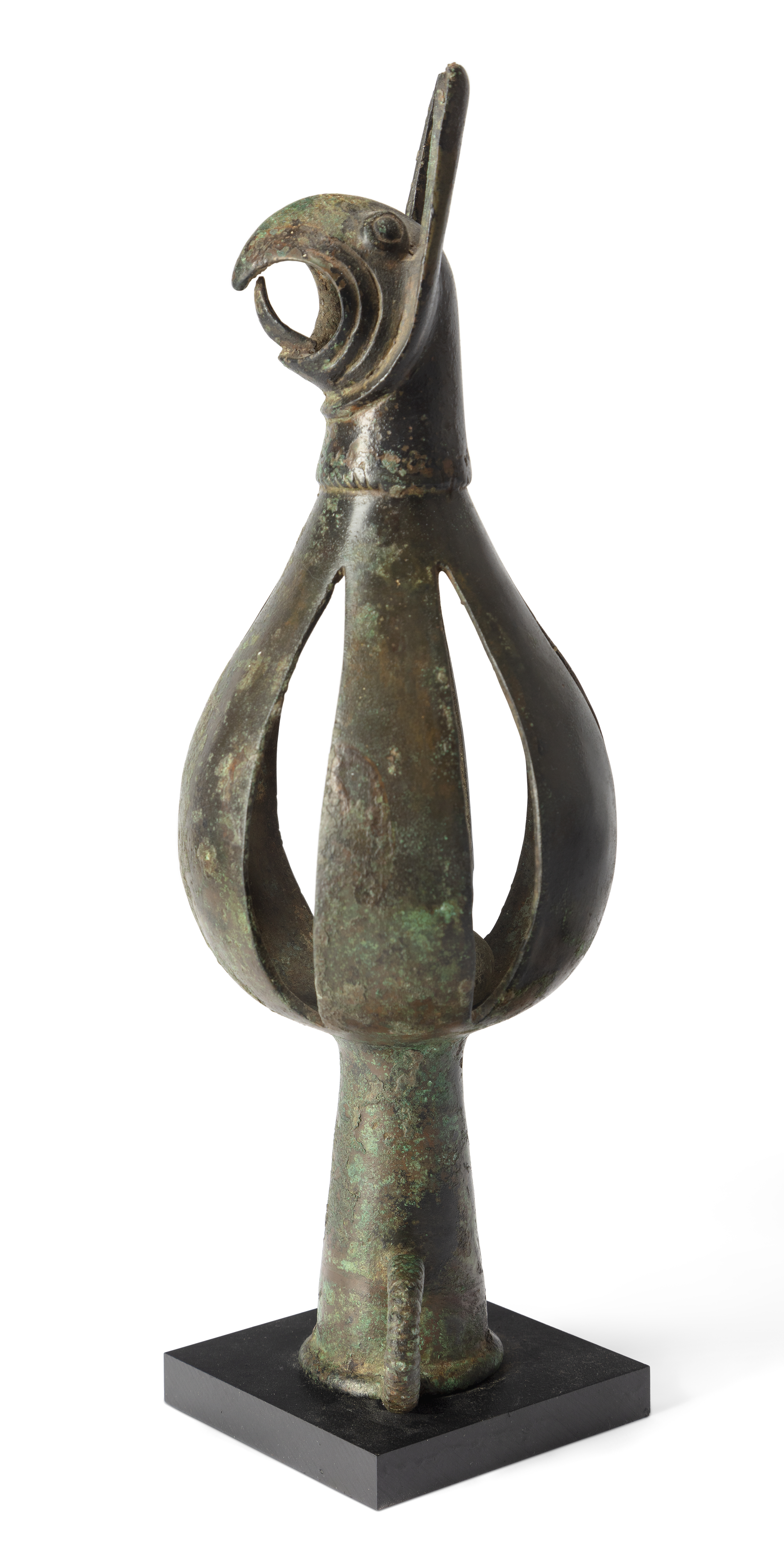 A substantial Scythian bronze terminal, circa 7th century B.C., with openwork bell, surmounted ... - Image 2 of 2