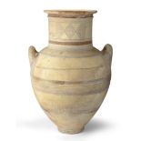 A large Cypriot pottery amphora, Circa 700-650 B.C., Of baluster form, 65.5cm. high  Provenan...
