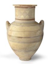 A large Cypriot pottery amphora, Circa 700-650 B.C., Of baluster form, 65.5cm. high  Provenan...