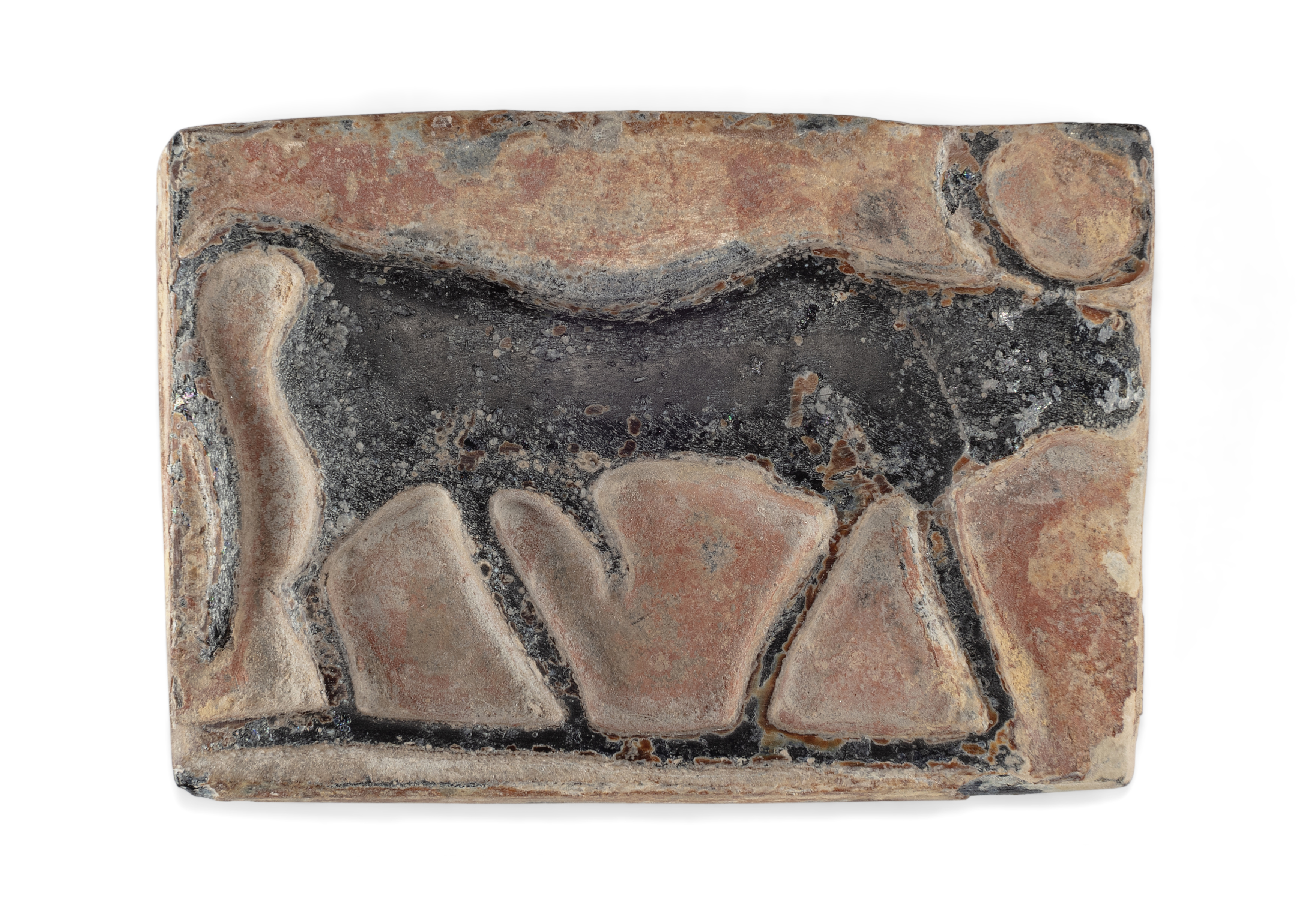 To Be Sold With No Reserve A rectangular Egyptian-style glass plaque Not Ancient, with a strid...
