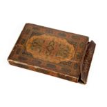 Property from an Important Private Collection A Qajar lacquered papier mache Qu'ran box cover, ...