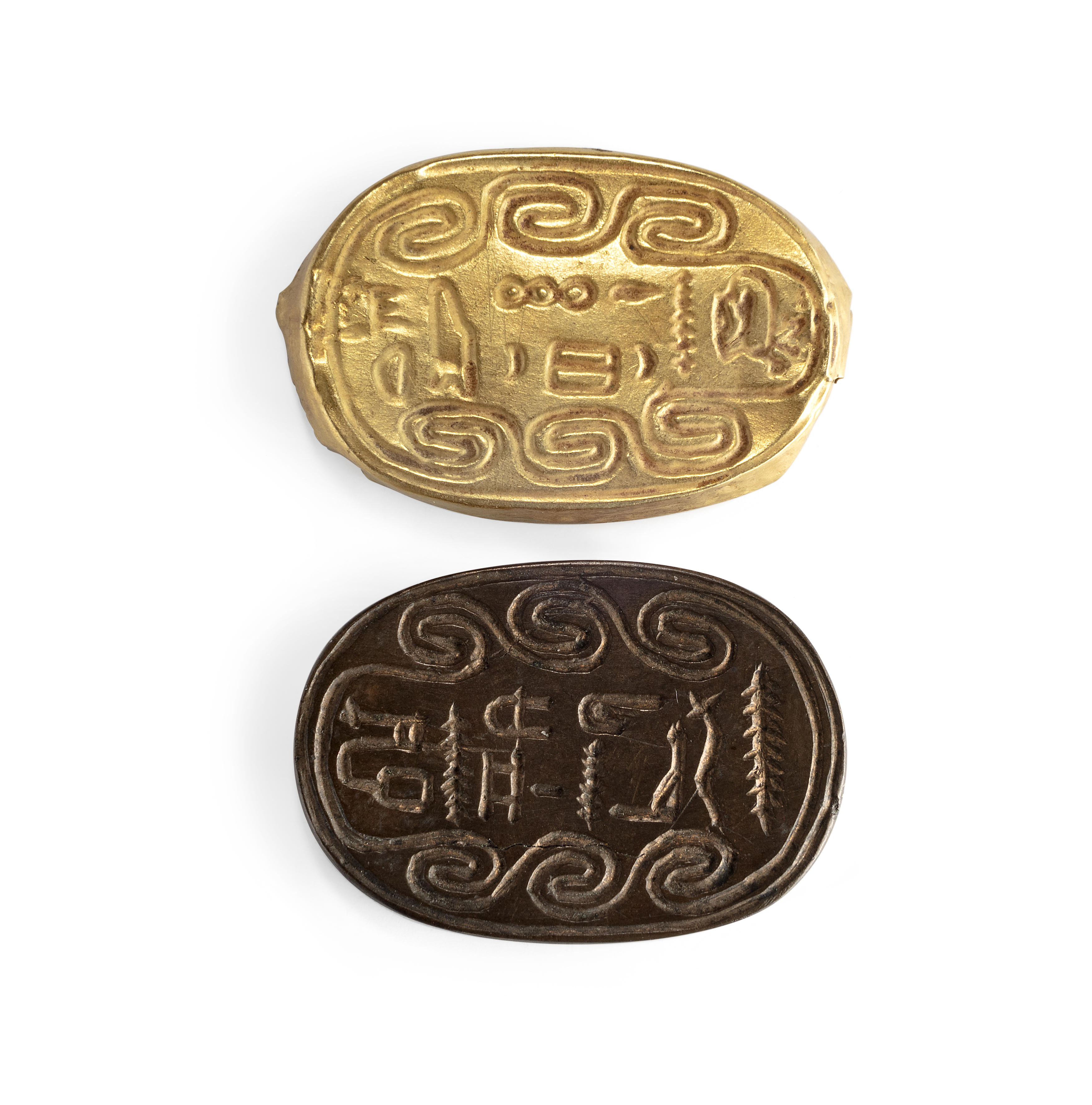 A seal of Senbefnj and gold seal impression of Ptah-sobek Egypt, Not Ancient The hieroglyphics ...