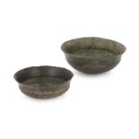 Two copper alloy rounded bowls, Achaemenid period, Each on rounded base, the body rising to a s...