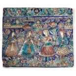 A moulded pottery tile, Possibly Isfahan, Qajar Iran, 19th century, the polychrome decoration d...