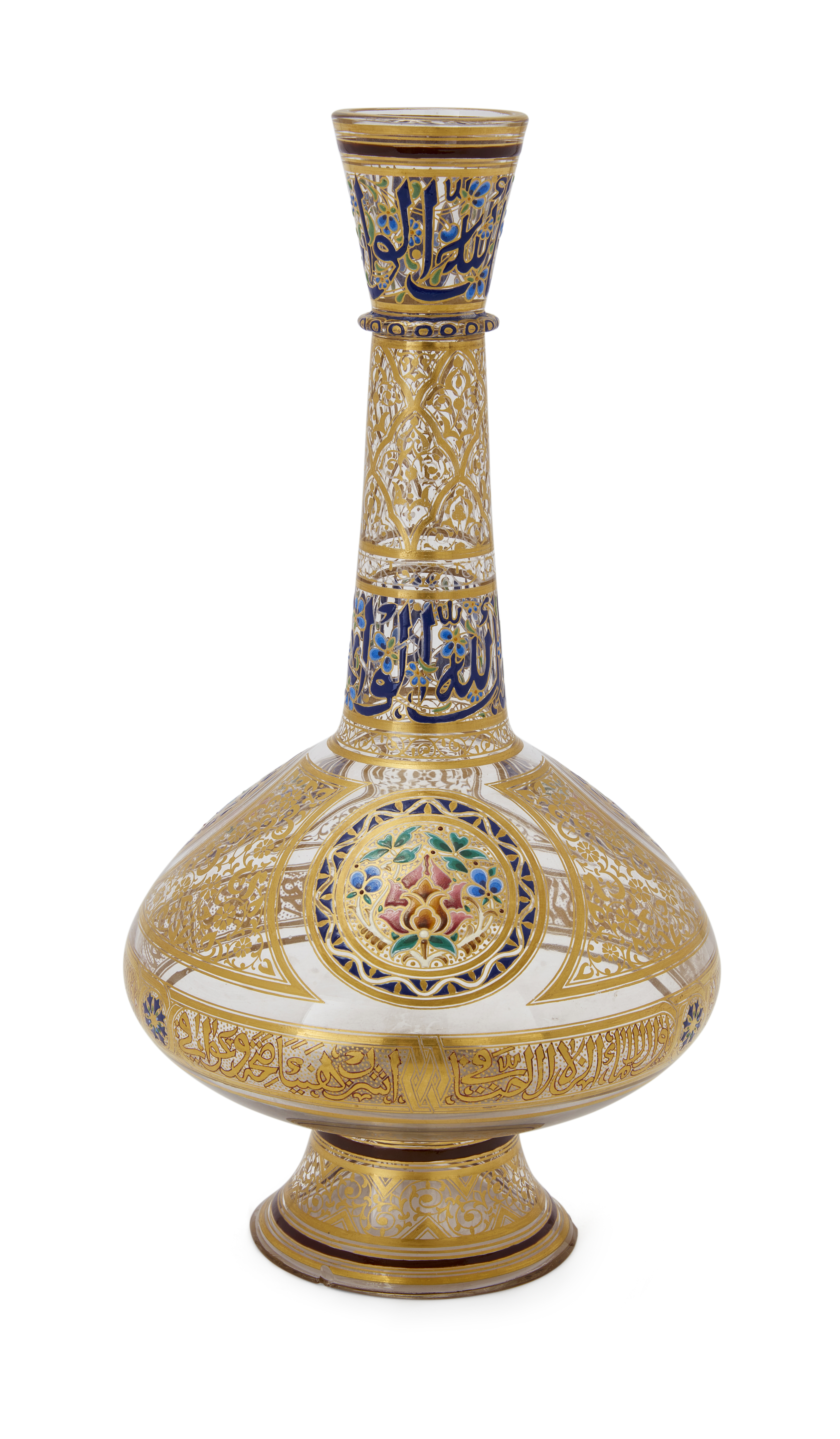 A Mamluk-style glass flask, Josef Lobmeyr (1792-1855) designed by architects Jan Machytka and Fr...