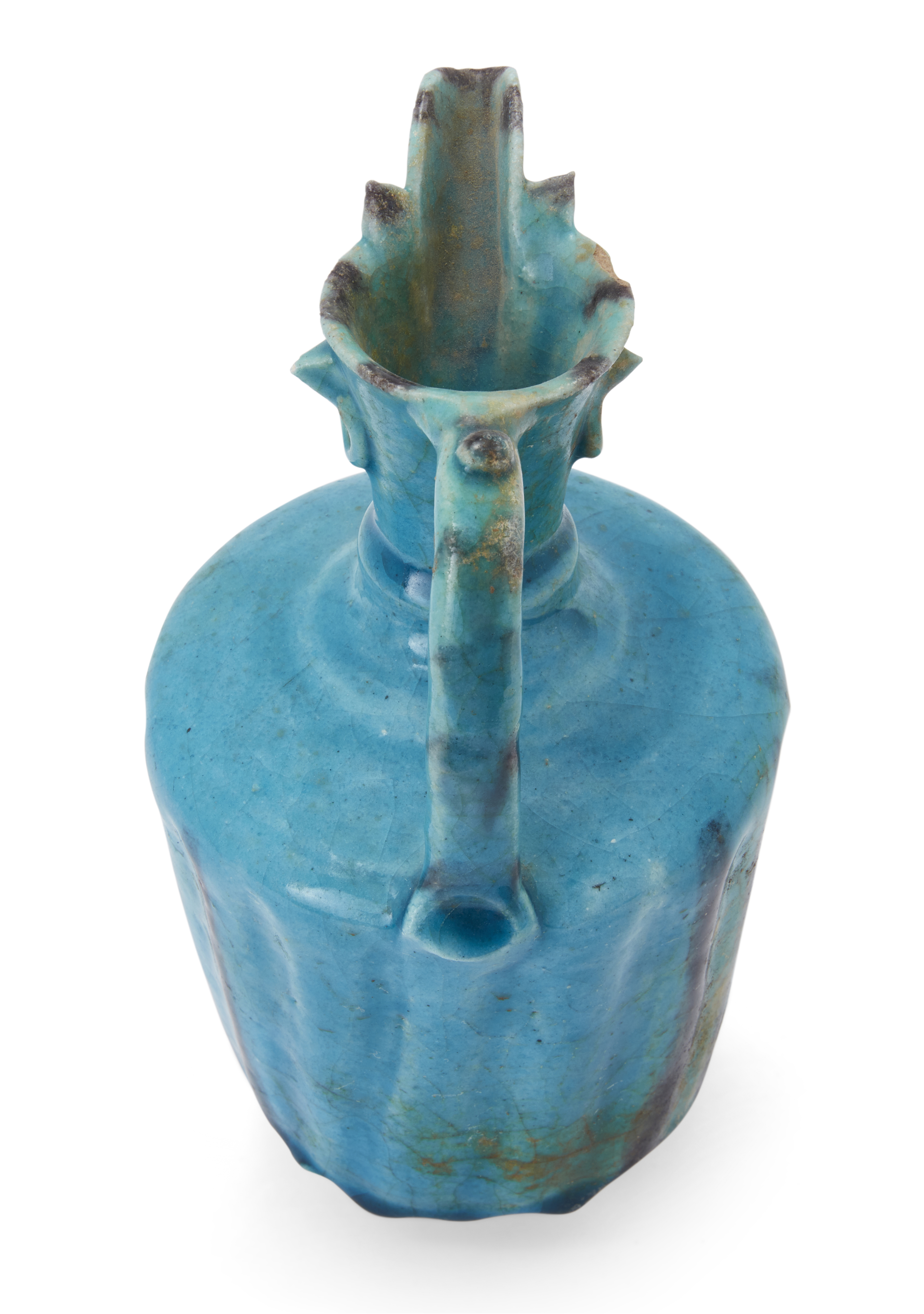 To Be Sold With No Reserve A turquoise blue glazed ewer Central Iran, 12th century On short st... - Image 3 of 3