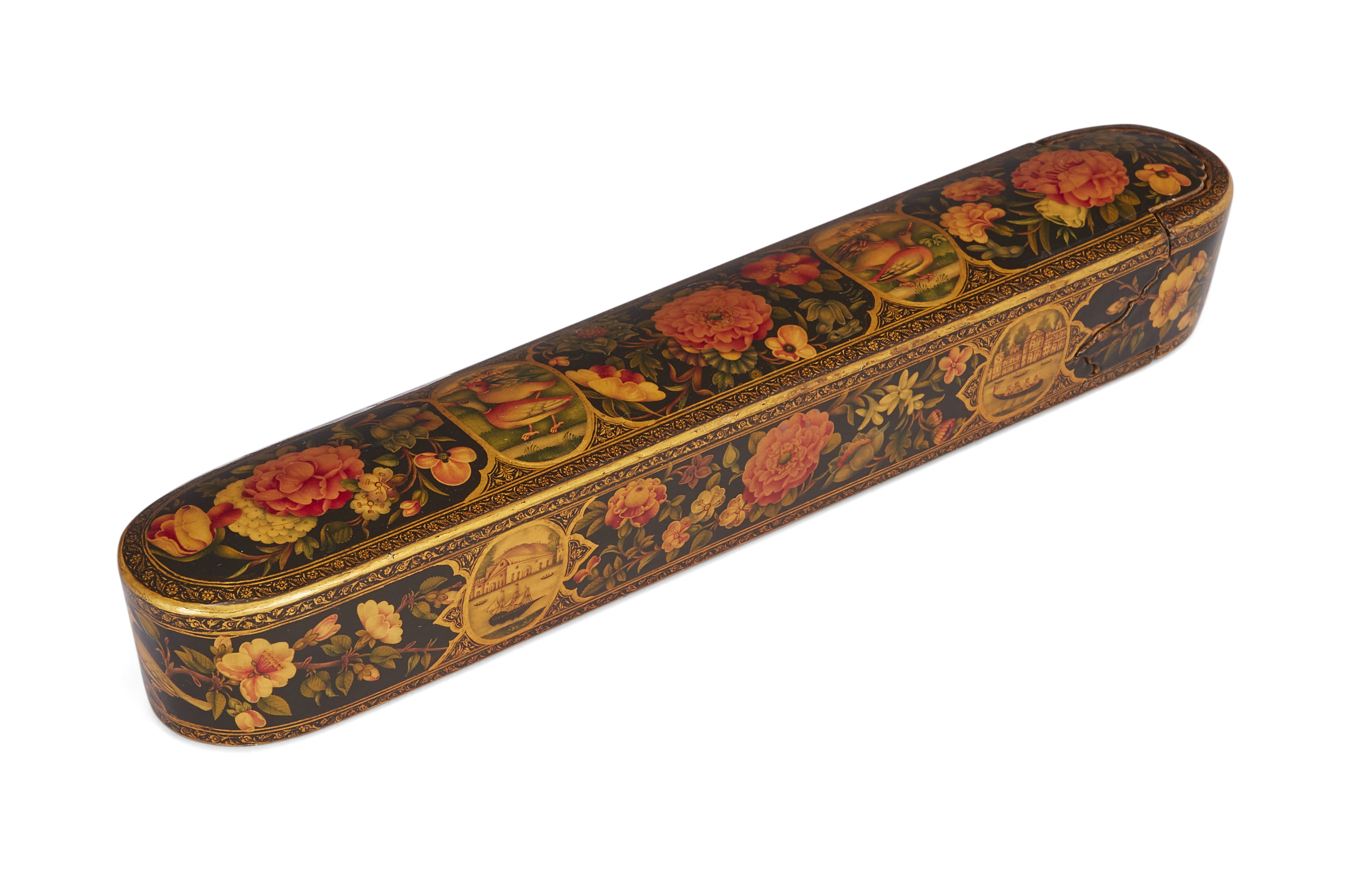 Property from an Important Private Collection A lacquered papier-mache pencase (qalamdan) Qajar...