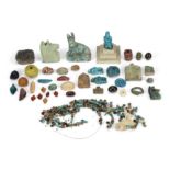 A group of ancient and later faience, hardstone and glass beads and amulets, Including two Egypt...