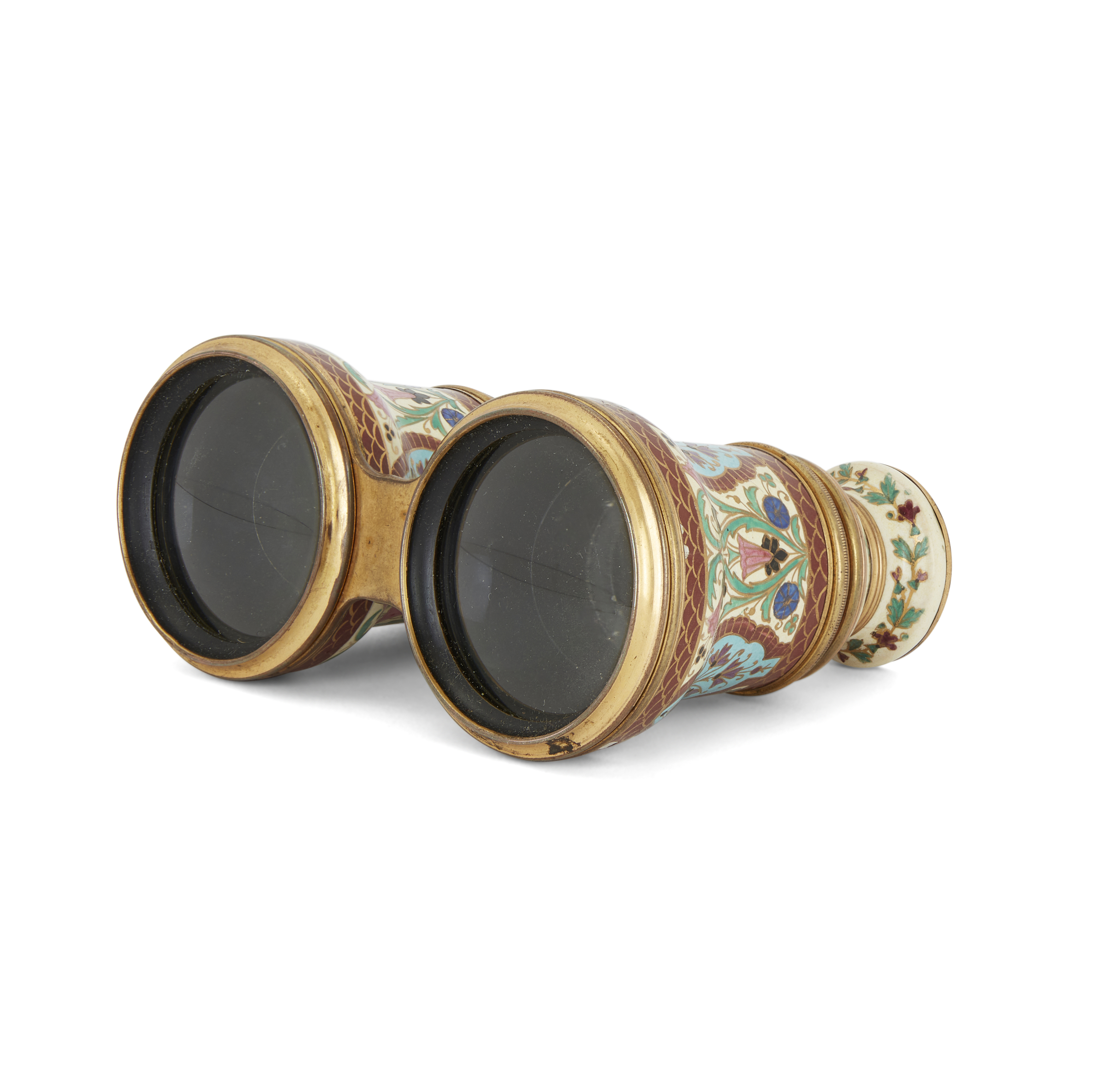 To Be Sold With No Reserve A pair of cloisonne enamelled theatre binoculars in the Persian style...