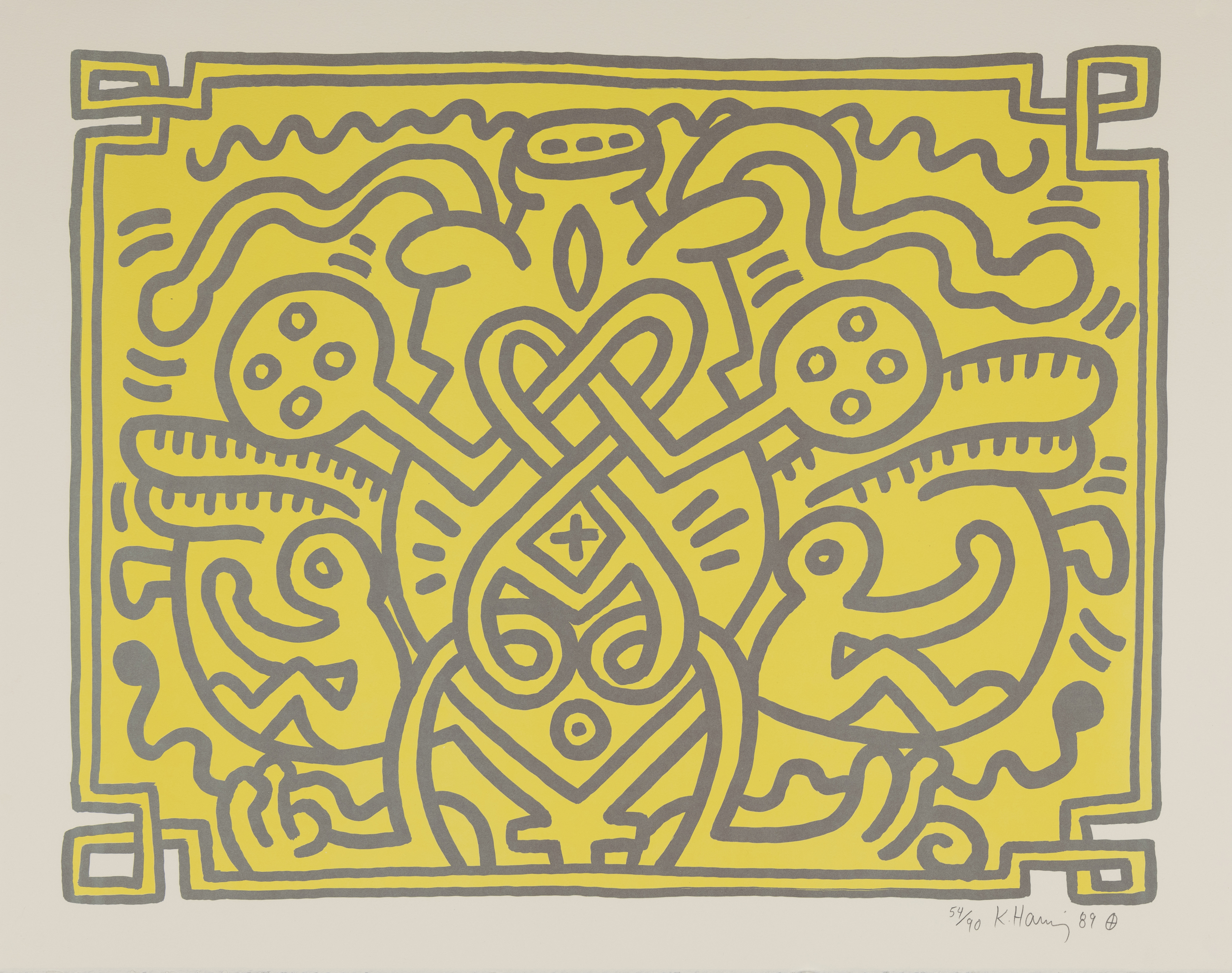 Keith Haring, American 1958-1990, Chocolate Buddha 1-5, 1989; set of five lithographs in colour... - Image 5 of 6