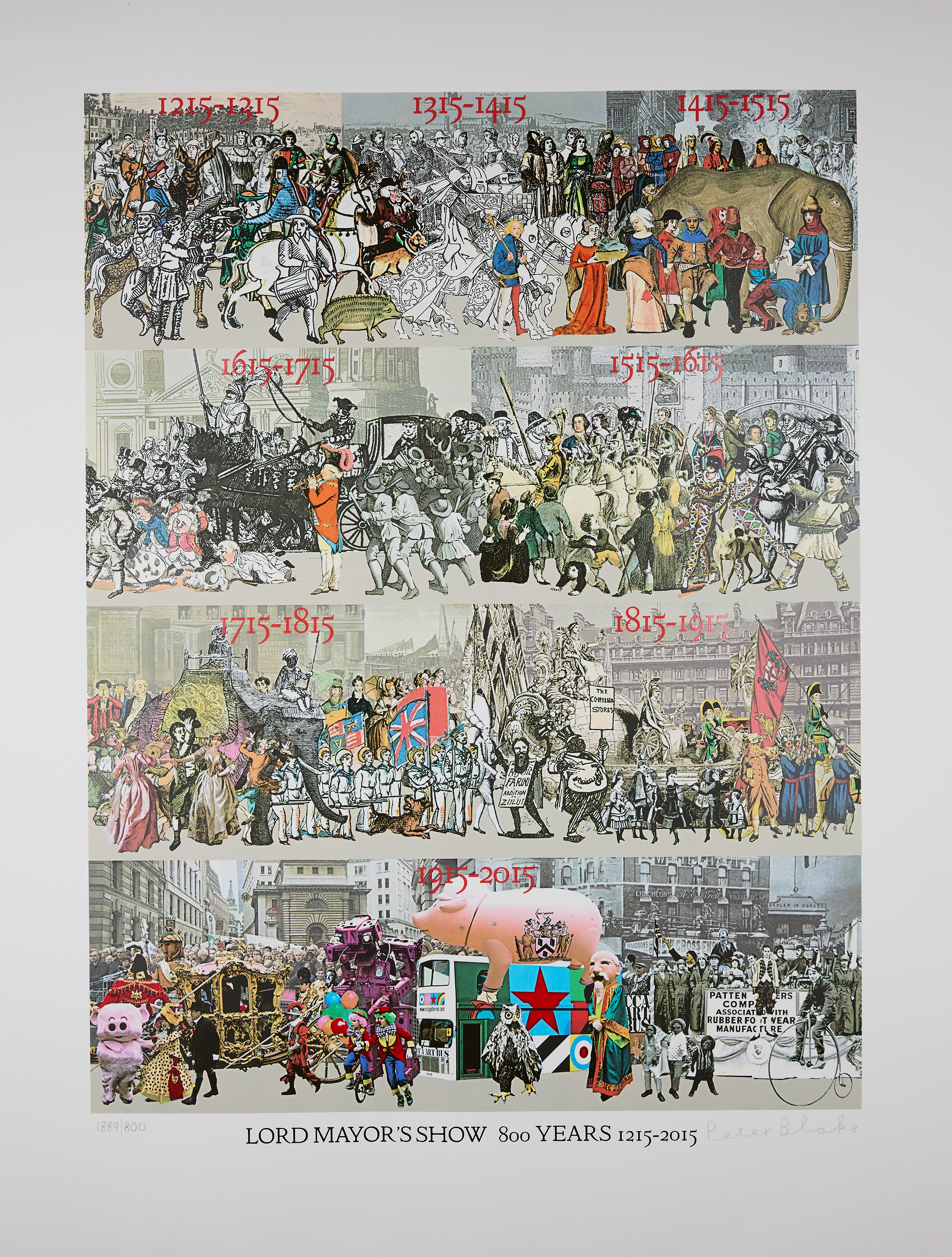 Sir Peter Blake CBE RDI RA, British b.1932- Lord Mayor's Show 800 years 1215-2015; digital prin...