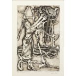 Bruce Onobrakpeya,  Nigerian b.1932-  Ralia and The Bird, 1981;  deep etching on wove,  signed,...