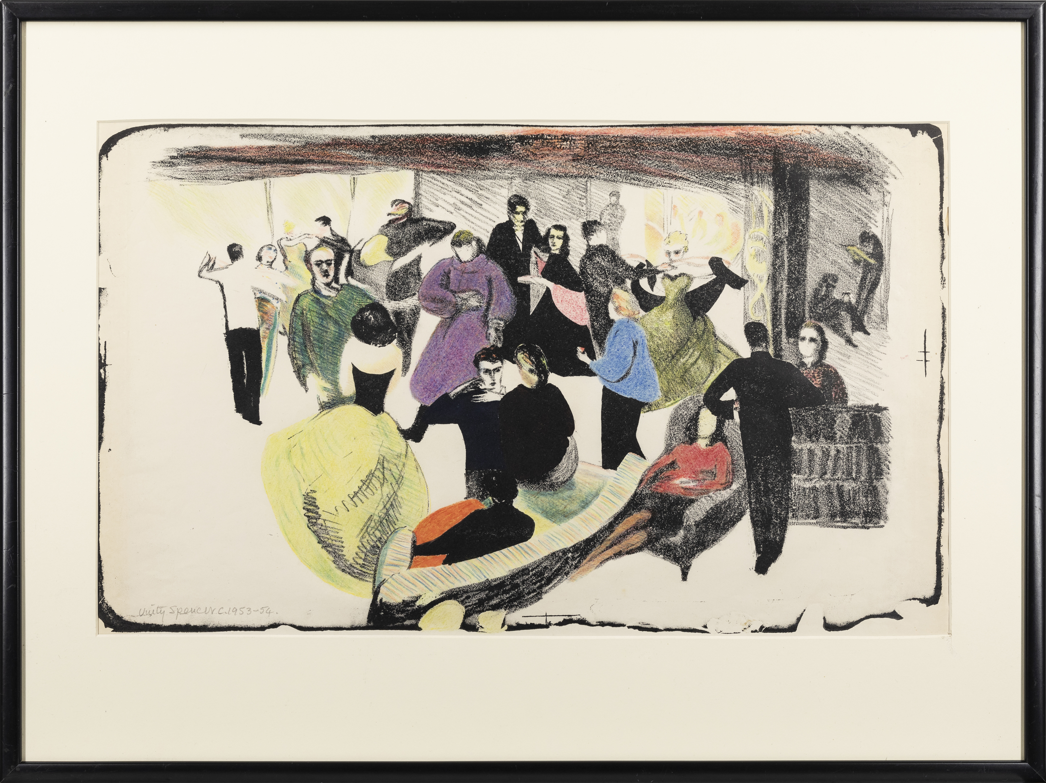 Unity Spencer, English 1930-2017, Dancers, c.1953-54; hand-coloured lithograph on paper, signed... - Image 2 of 2