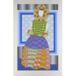 Victor Vasarely, Hungarian/French 1906-1997,  Fille Fleur, c. 1980; screenprint in colours on w...