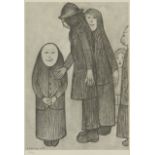 Laurence Stephen Lowry RBA RA, British 1887-1976, Family Discussion; monochrome lithograph on w...