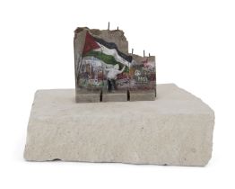 Banksy, British b. 1974- The Walled Off Hotel Defeated Souvenir Wall mini (Palestine flag); cas...