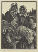 Clare Leighton,  British 1898-1989,  Jugoslav Gypsies; woodcut on wove,  signed, titled, and nu...