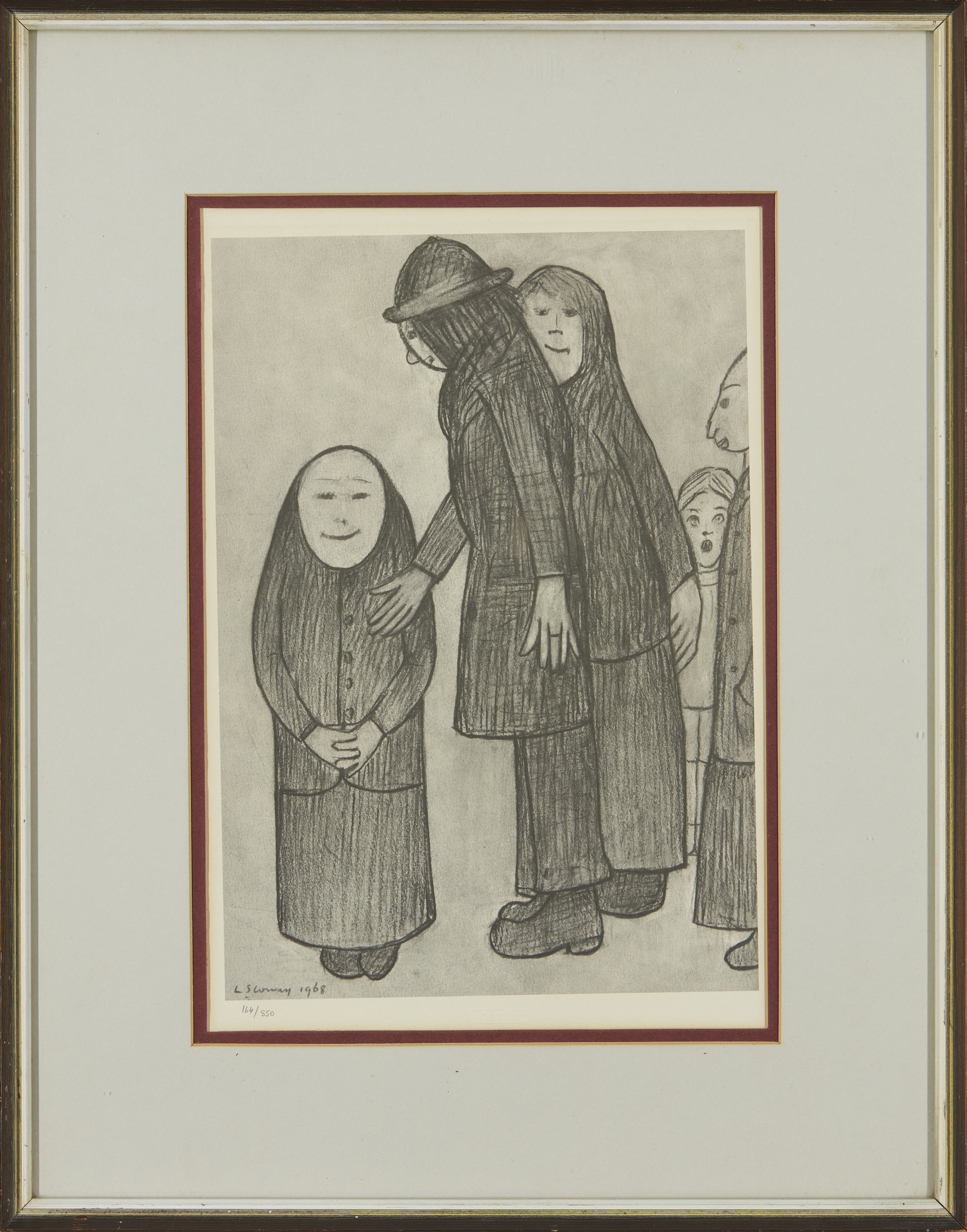 Laurence Stephen Lowry RBA RA, British 1887-1976, Family Discussion; monochrome lithograph on w... - Image 2 of 2