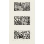 After Eric Ravilious,  British 1903-1942,  Three Vignettes for Thrice Welcome (1935), 1985;  wo...