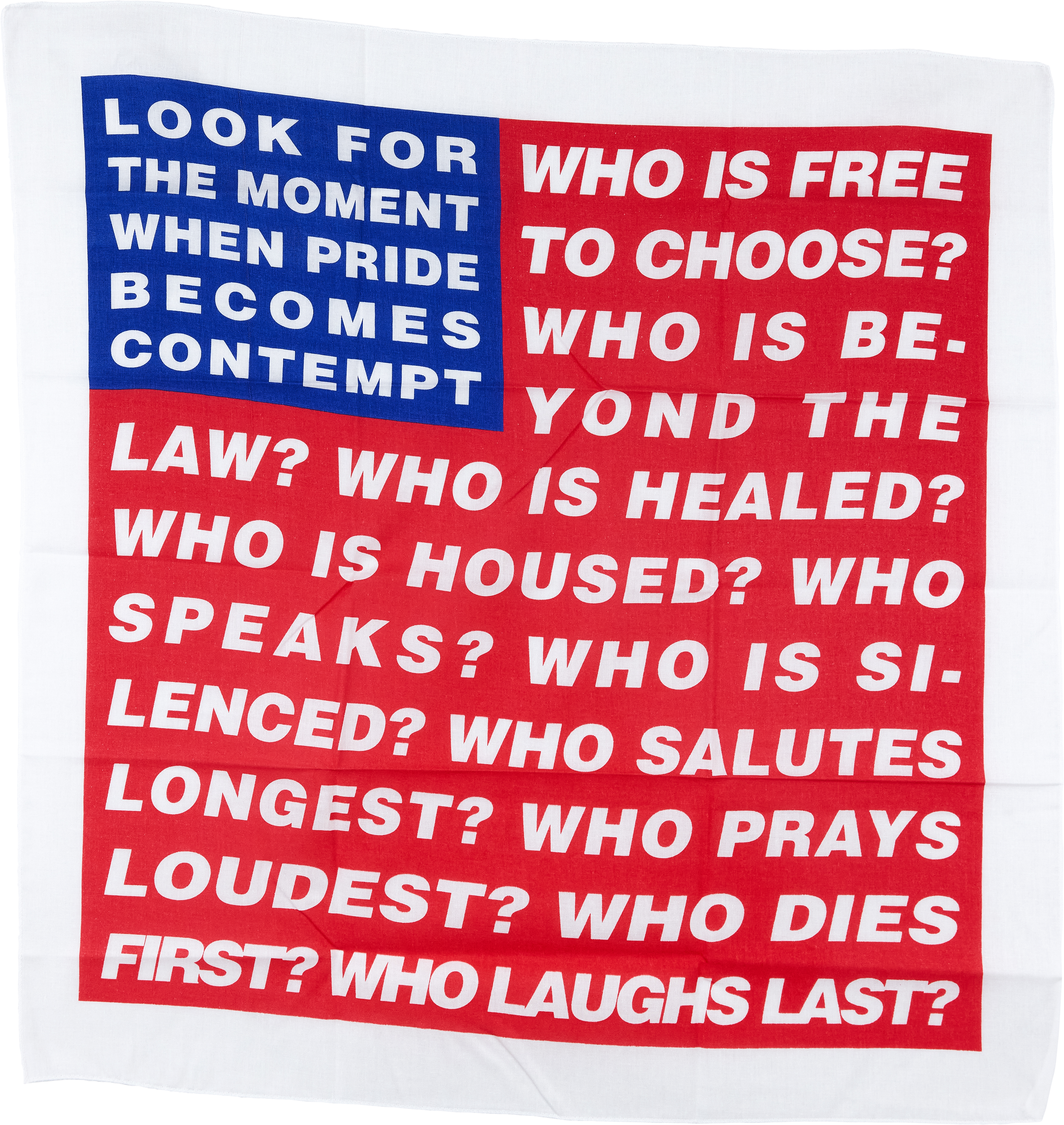 Barbara Kruger, American b.1945- Untitled (flag), 2020; screenprint in colours on cotton, from ...