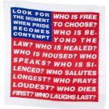 Barbara Kruger, American b.1945- Untitled (flag), 2020; screenprint in colours on cotton, from ...