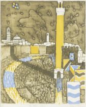 Julian Trevelyan RA,  British 1910-1988,  The Palio, Siena, 1959;  etching and aquatint in colo...