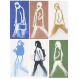 Julian Opie,  British b.1958-  Old Street Walkers, 2022; set of eight lenticular postcards,  ea...