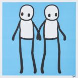 Stik,  British b.1979-  Holding Hands (Blue), 2020;  offset lithograph in colours on 140gsm wov...