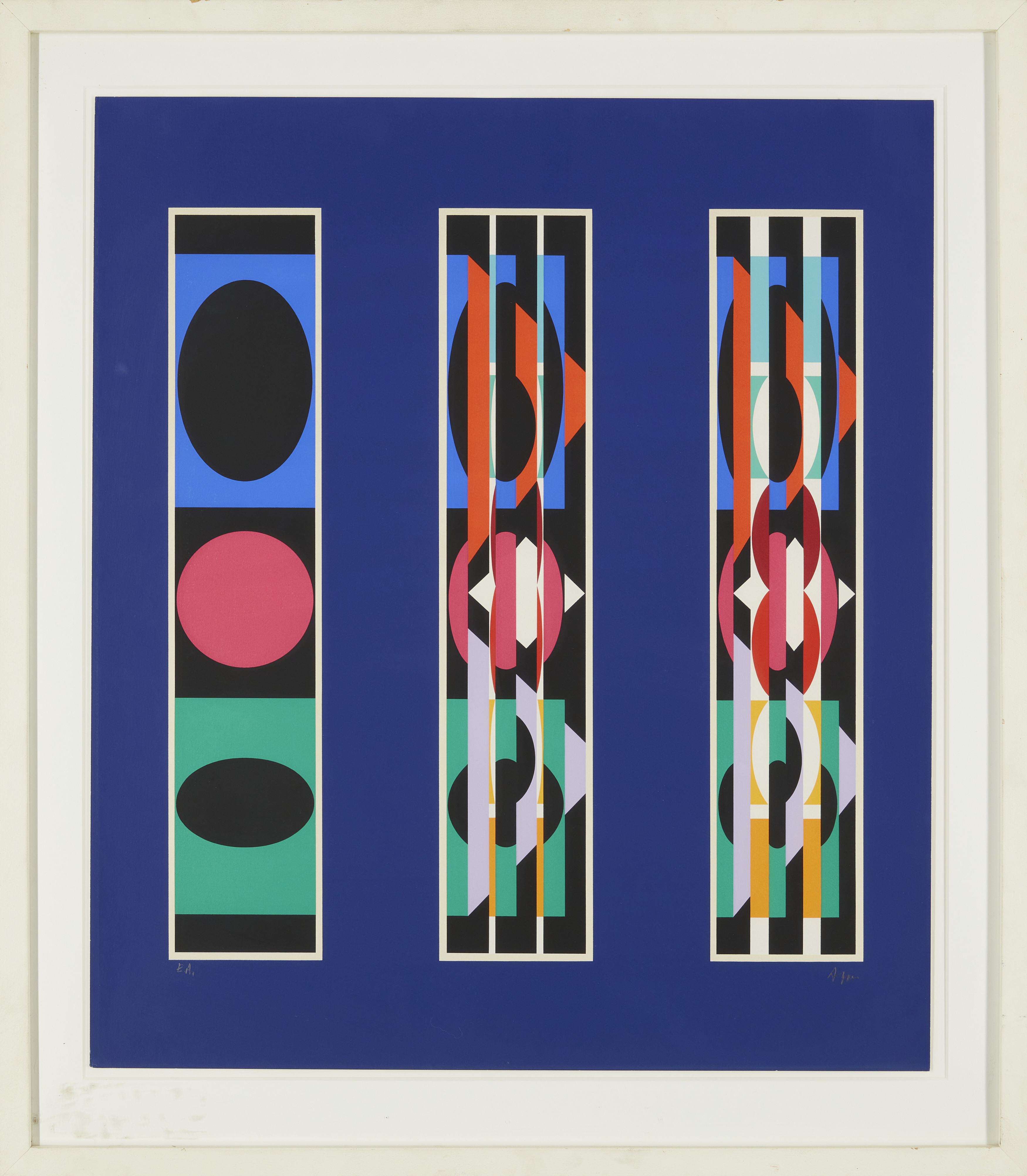 Yaacov Agam, Israeli b.1928- Untitled, c.1975; screenprint in colours on wove,  signed and insc... - Image 2 of 2