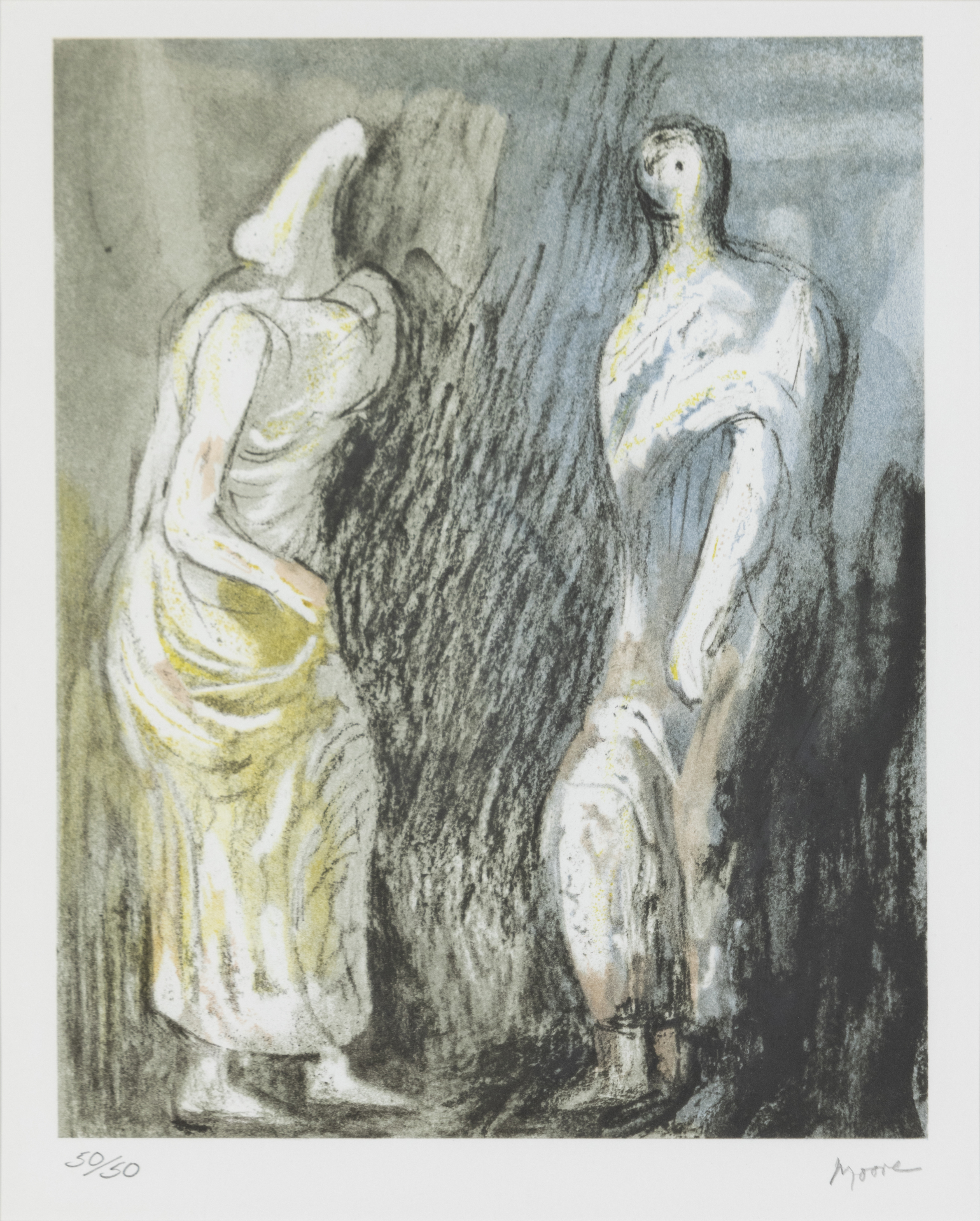 Henry Moore OM CH FBA, British 1898-1986- Man and Woman, 1984; lithograph in colours on paper, ...