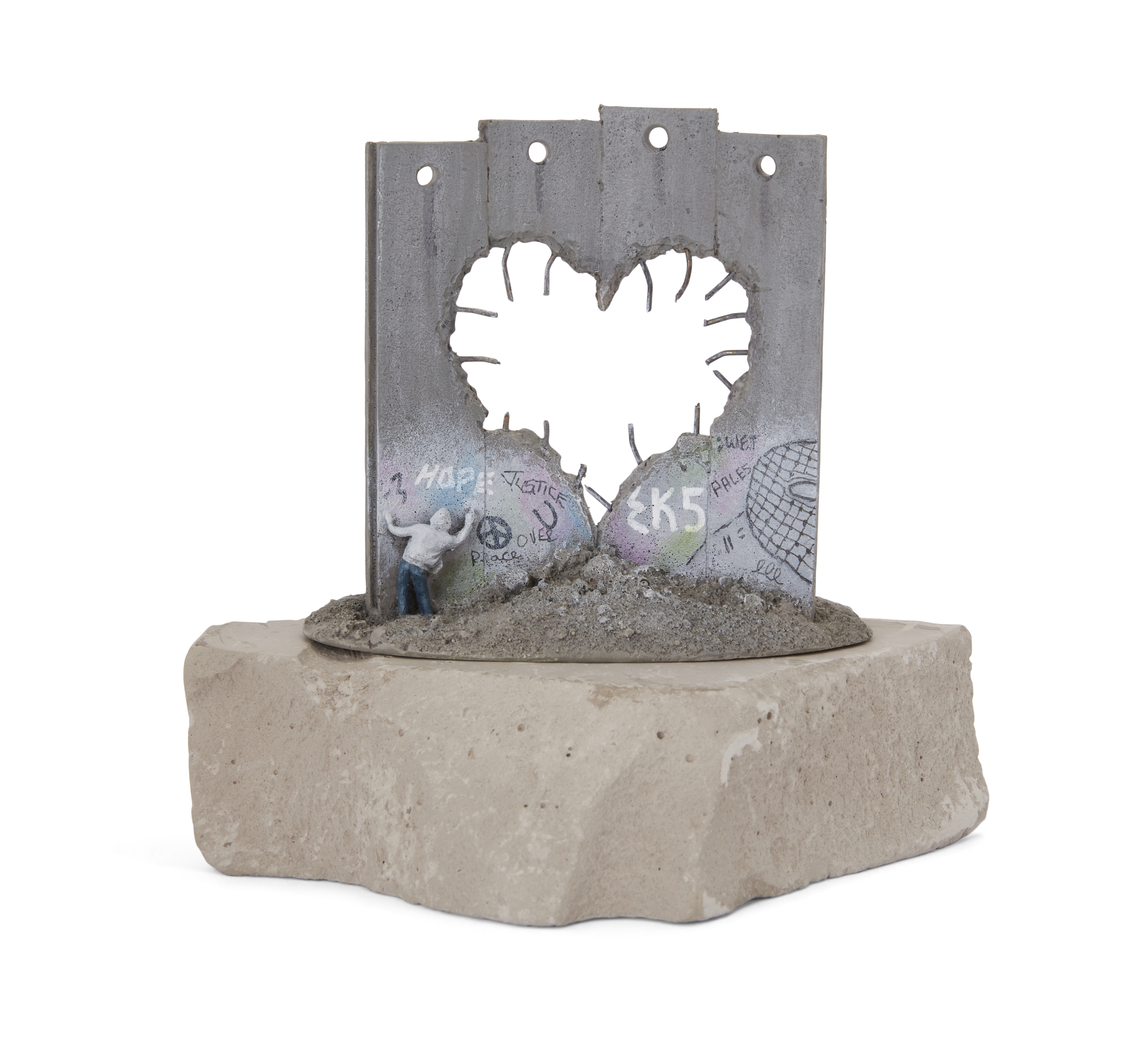 Banksy, British b.1974- Wall Sculpture (Defeated), 2018; cast resin sculpture with West Bank Se...
