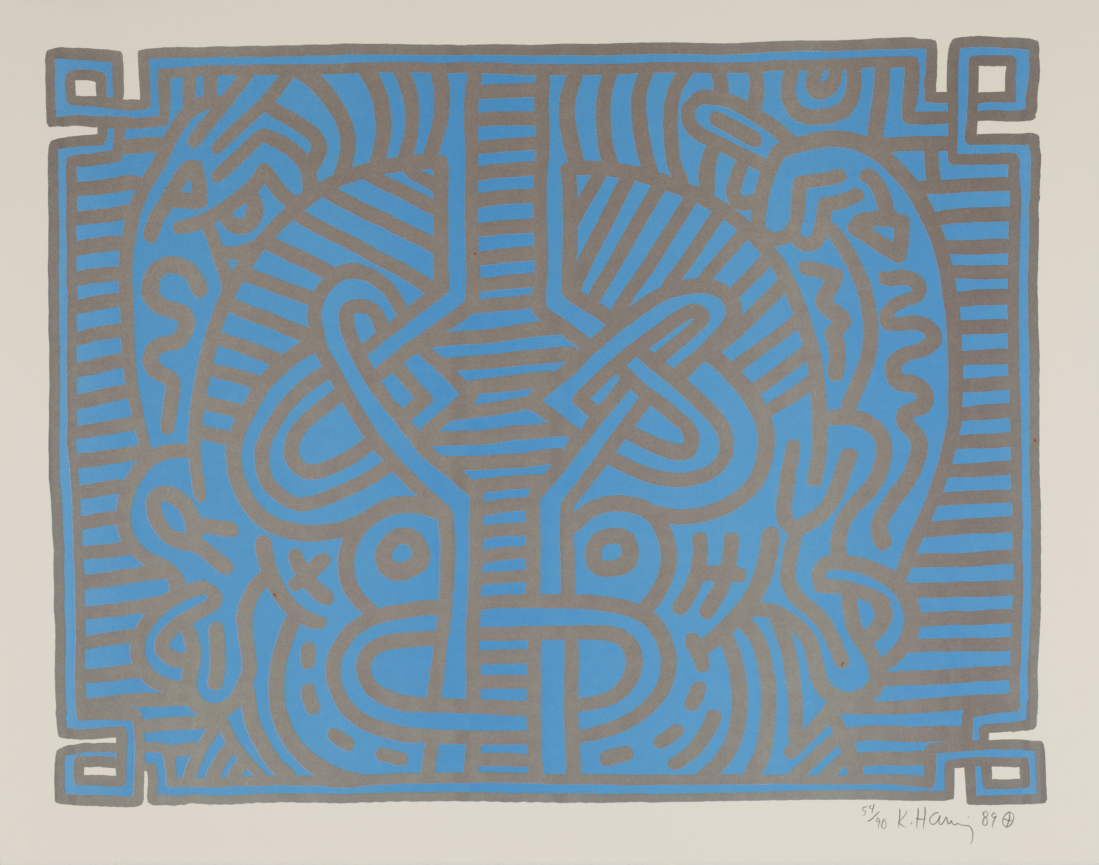 Keith Haring, American 1958-1990, Chocolate Buddha 1-5, 1989; set of five lithographs in colour... - Image 4 of 6