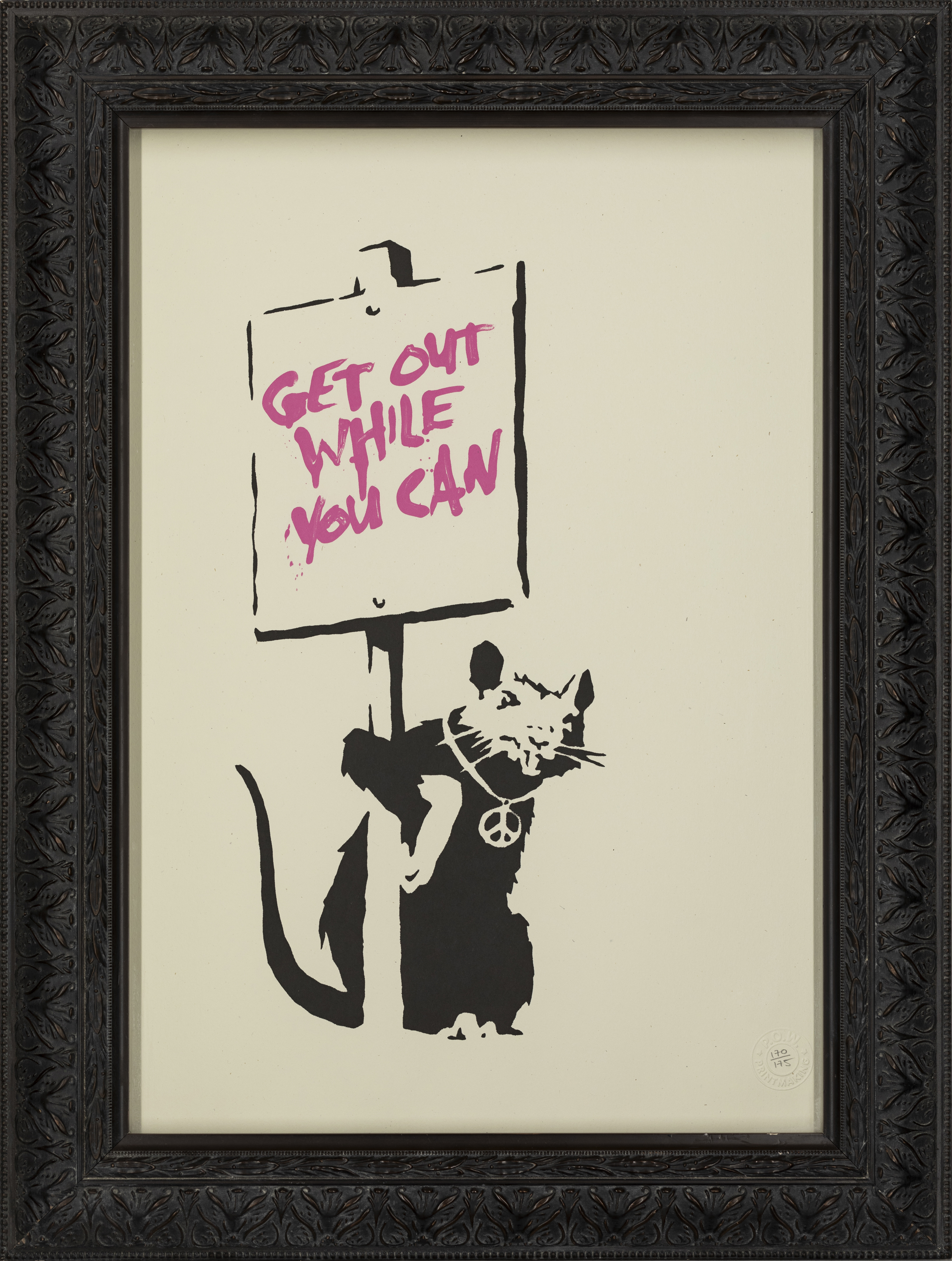 Banksy, British b. 1974- Get Out While You Can (pink), 2004; screenprint on wove,  numbered 170... - Image 2 of 3