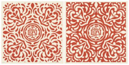 Shepard Fairey, American b.1970- Japanese fabric patterns, 2009; both signed in pencil and date...