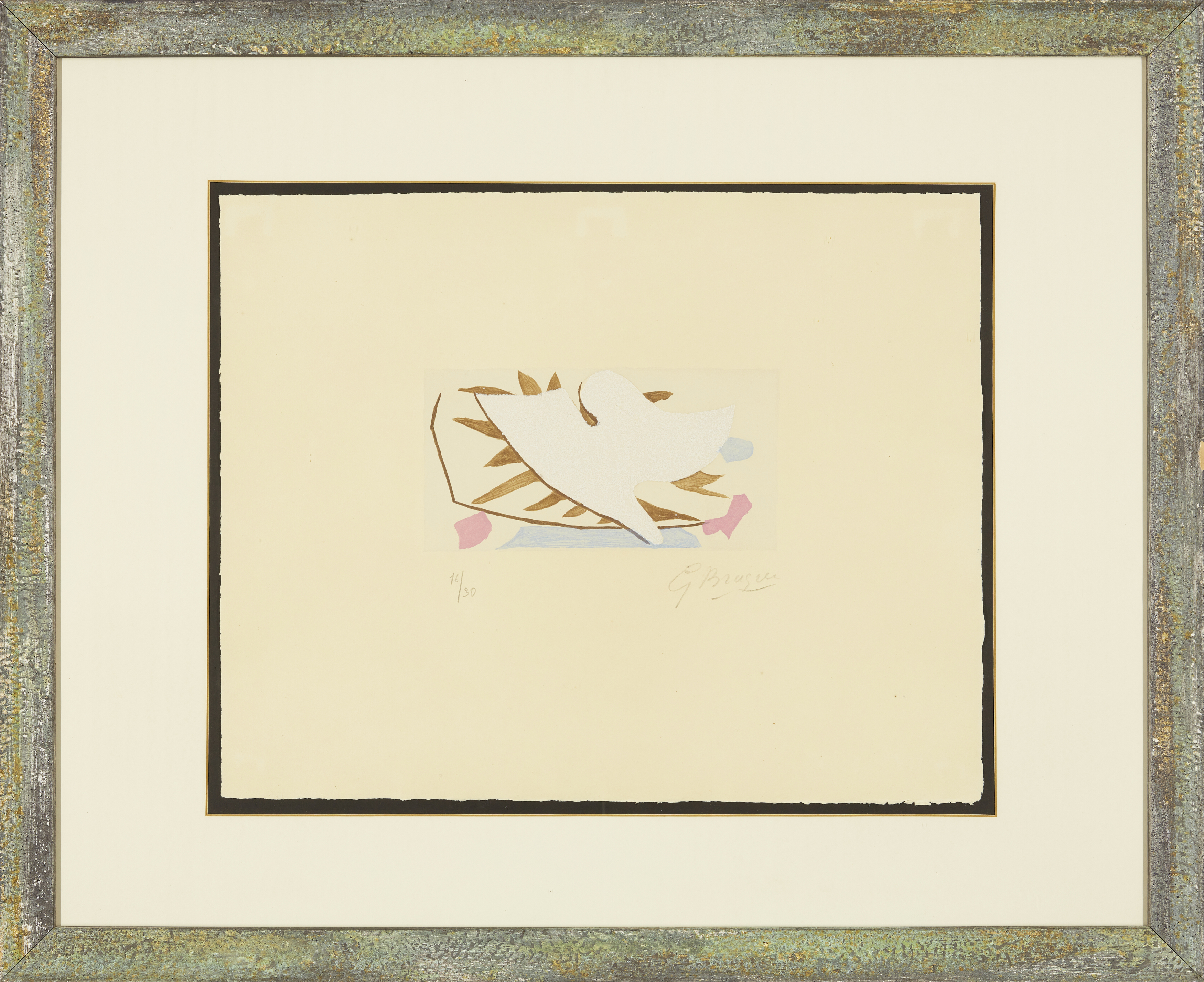Georges Braque, French 1882-1963, L'ordre de oiseau blanc au fond bleu et rose, 1962; colour aq... - Image 2 of 2