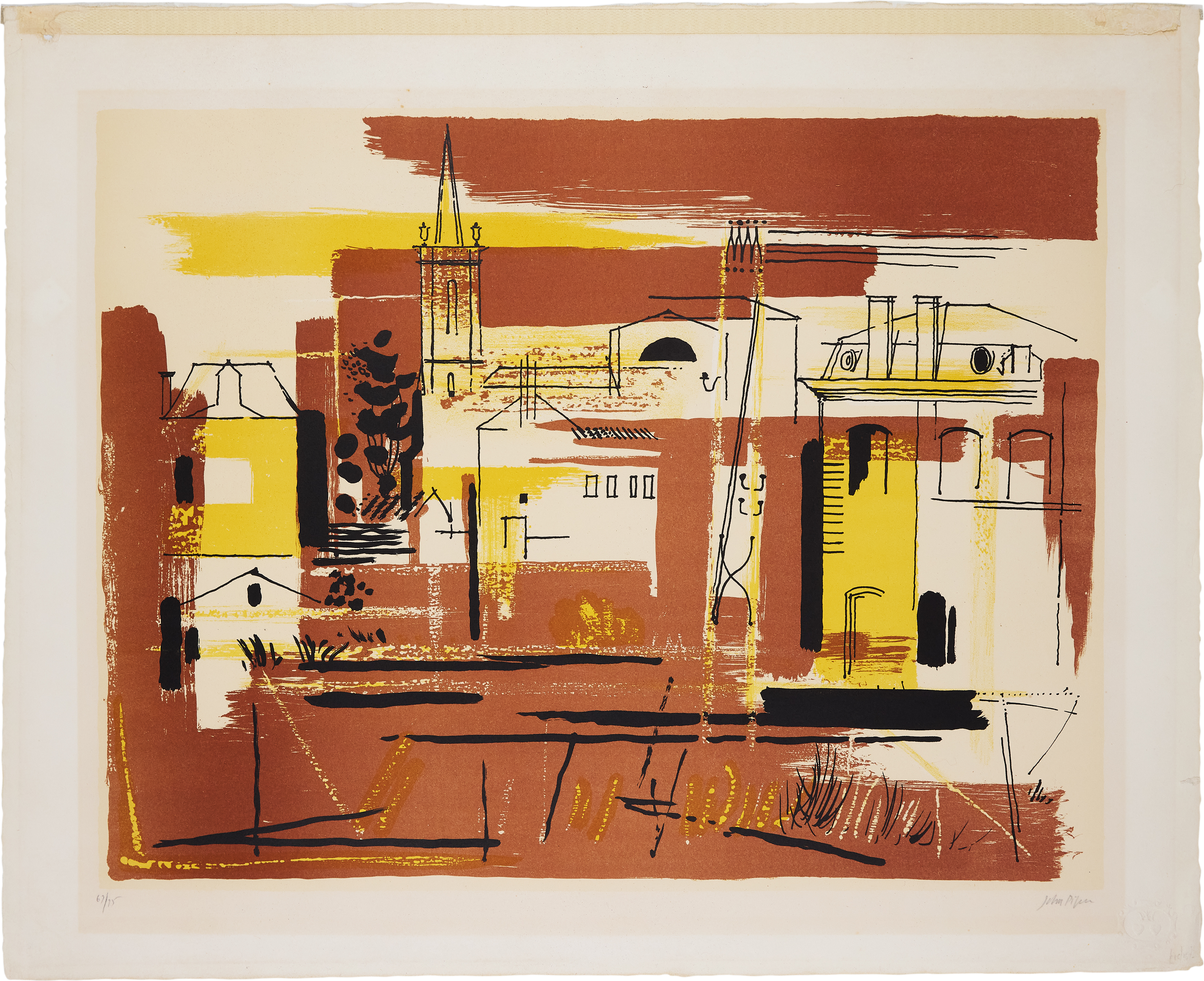 John Piper CH,  British 1903-1992,  Ile-d'Elle [Levinson 110], 1958;  lithograph in colours on ...