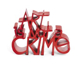 Mr Brainwash, French b. 1966- Art is Not a Crime (Red), 2021;  chrome painted cast resin,  sign...