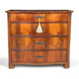 An Empire mahogany serpentine chest, first quarter 19th century, with four graduated drawers, on ...