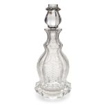 A large Victorian crystal decanter, late 19th century, of mallet form with faceted knopped neck, ...
