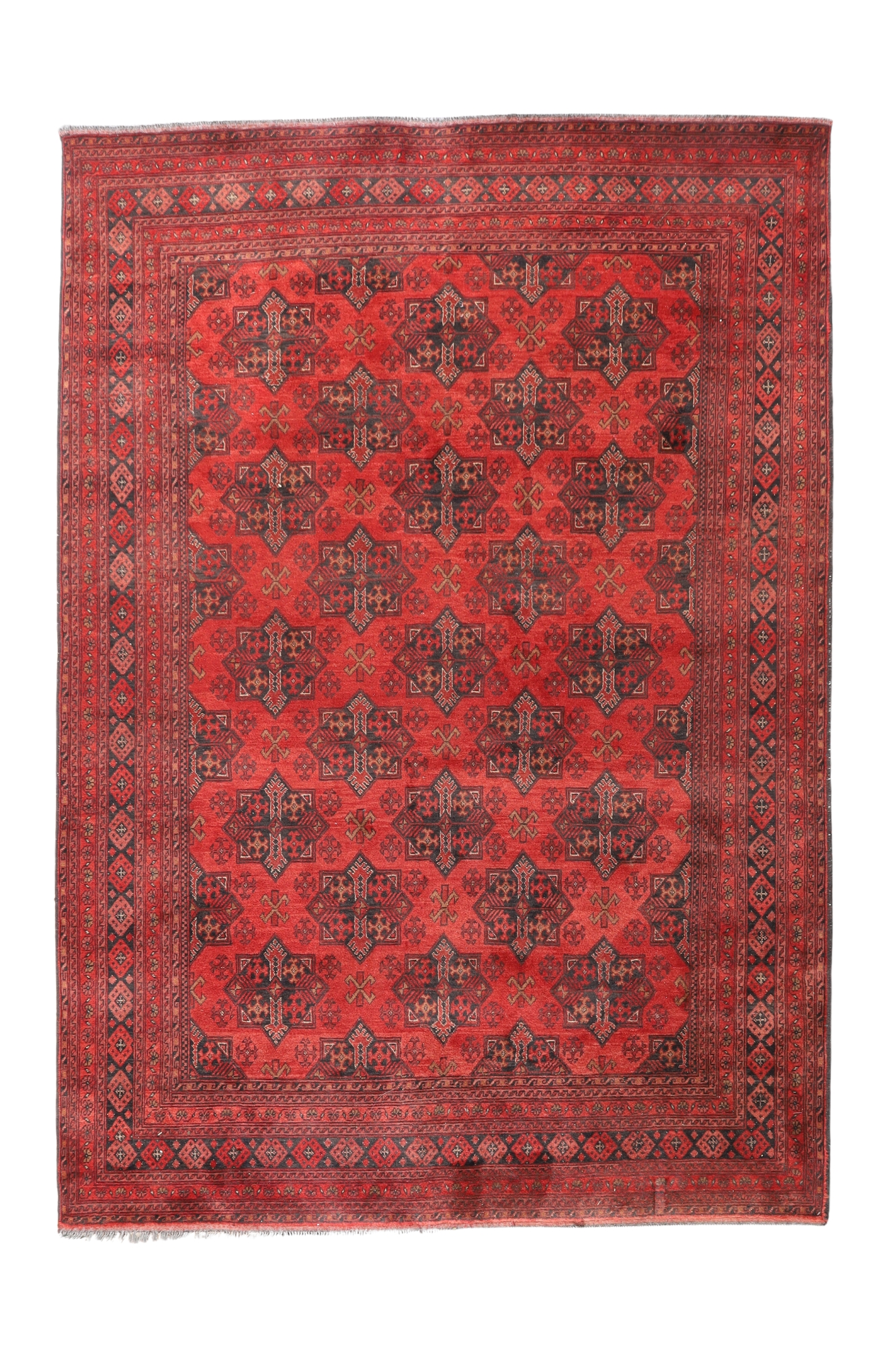 An Afghan Khal Mohammadi carpet, last quarter 20th century, repeating geometric motifs and border...