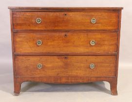 A Regency mahogany chest, first quarter 19th century, with three graduated drawers, on splayed br...