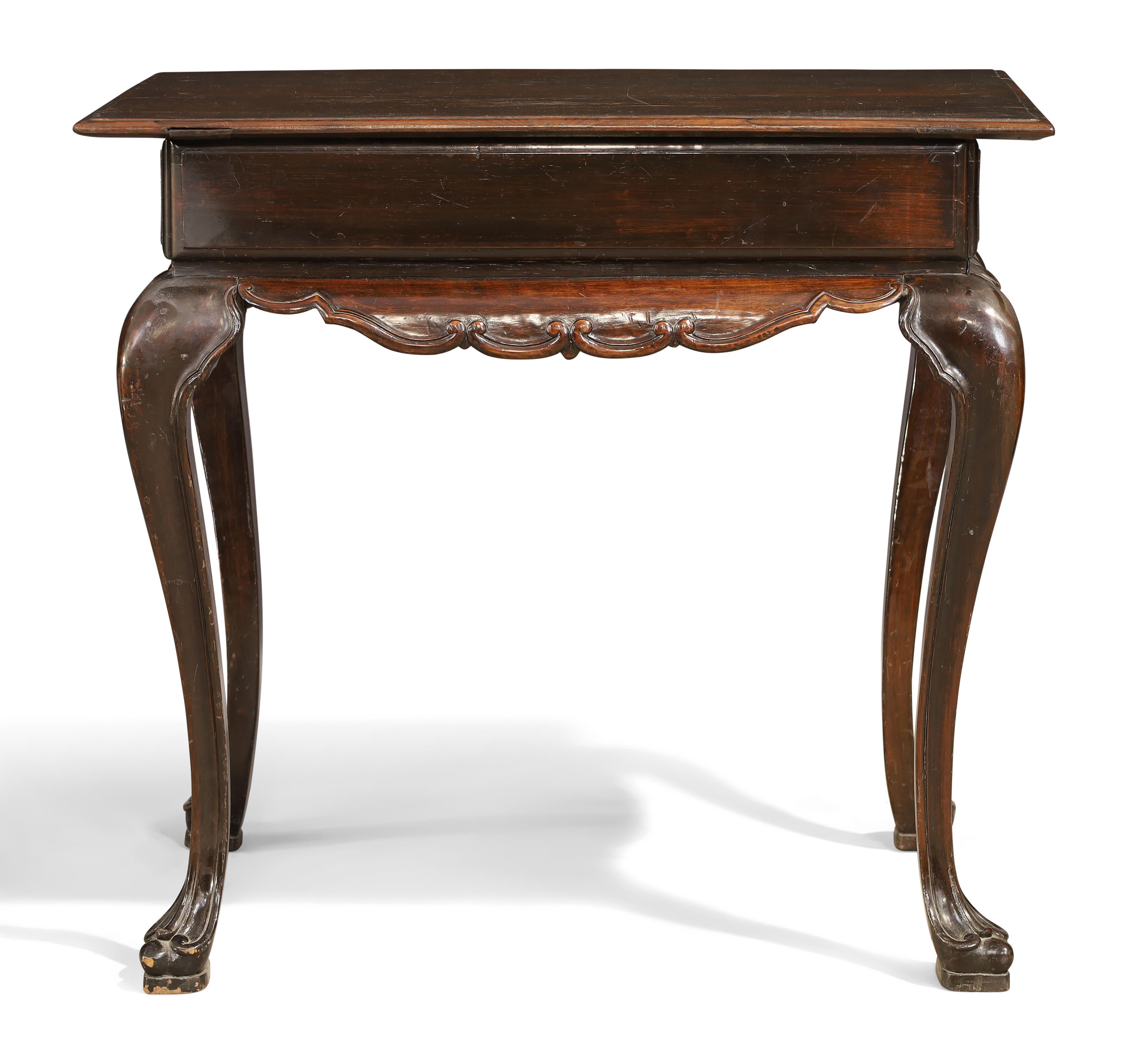 A Portuguese rosewood side table, second quarter 18th century, the rectangular top above single d... - Bild 3 aus 4