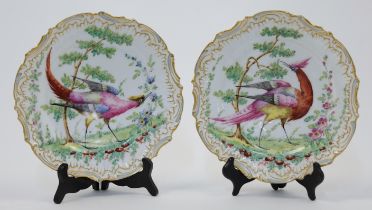 A pair of Paris (Samson) Chelsea style porcelain plates, late 19th century, pseudo gold anchor ma...
